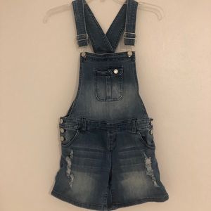 Pinc bib overall jean denim short
